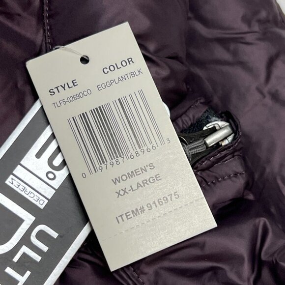 32 Heat Womens XXL Ultra Light 32 Down Quilted Jacket‎ Coat Knit Sleeves Purple - Picture 5 of 9